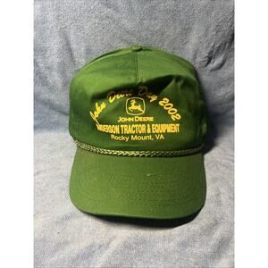 NOS Vintage John Deere DAY 2002 Hat Cap Snapback Trucker Mesh Made in USA Green